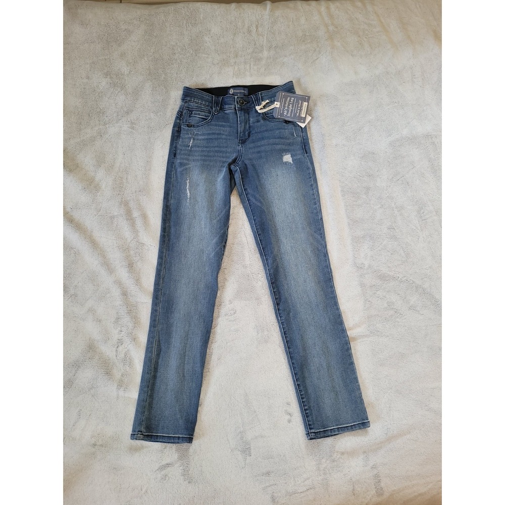 Democracy Womens Size 2  Blue Ab Solution Straight Leg Distressed Denim Jeans - Picture 2 of 12